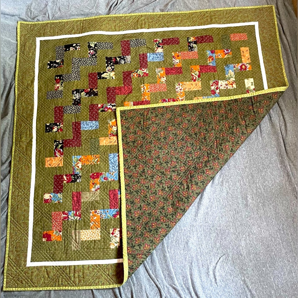 Hand Made Throw Quilt - 43.5inchx43.5inch